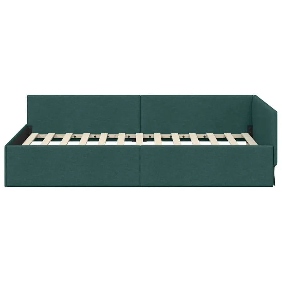 Cadre de lit d'angle Vert foncé 90 cm x 200 cm tissu - 5