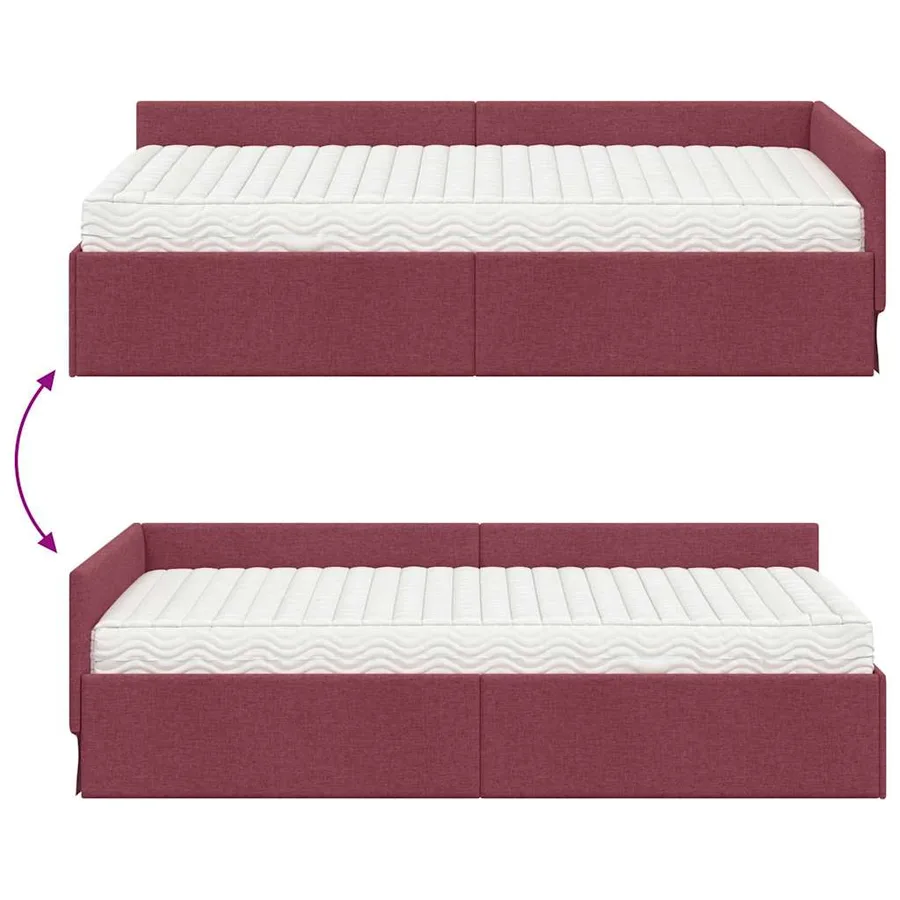 Cadre de lit d'angle avec matelas Autre 2 pcs Gris tissu - 12