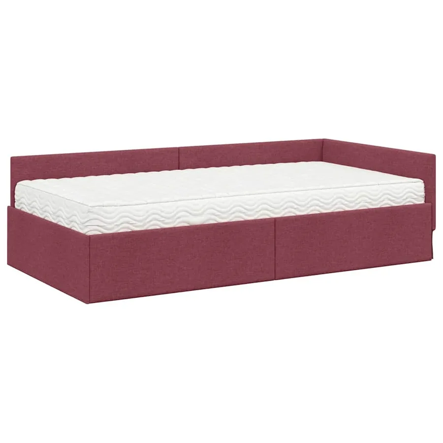 Cadre de lit d'angle avec matelas Autre 2 pcs Gris tissu - 4