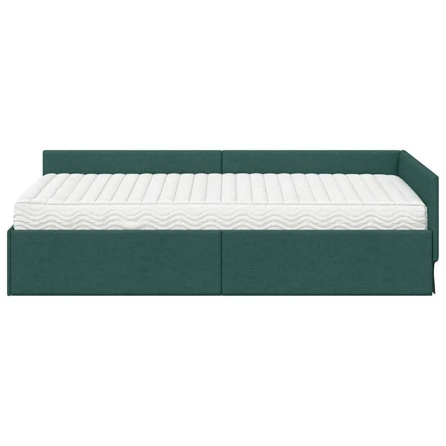 Cadre de lit d'angle avec matelas Autre 2 pcs Vert tissu - 6