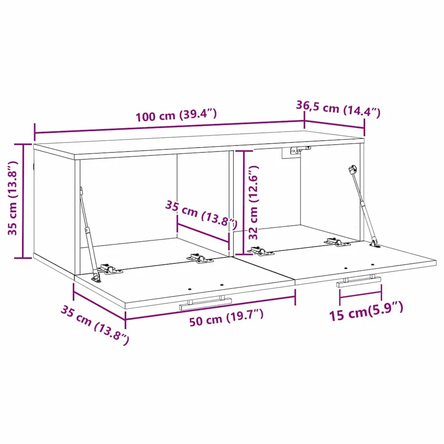 Meuble mural Bois ancien 100 x 36.5 x 35 cm Bois d'ingénierie - 12