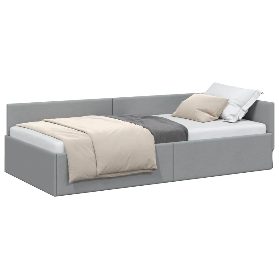 Cadre de lit d'angle Gris clair 100 cm x 200 cm tissu - 2
