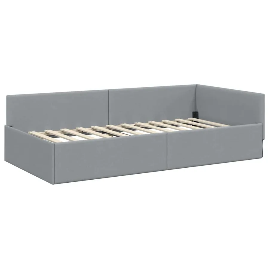 Cadre de lit d'angle Gris clair 100 cm x 200 cm tissu - 4