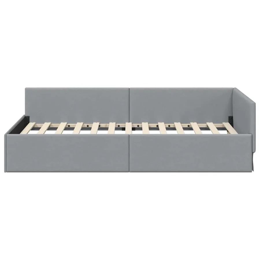 Cadre de lit d'angle Gris clair 100 cm x 200 cm tissu - 5