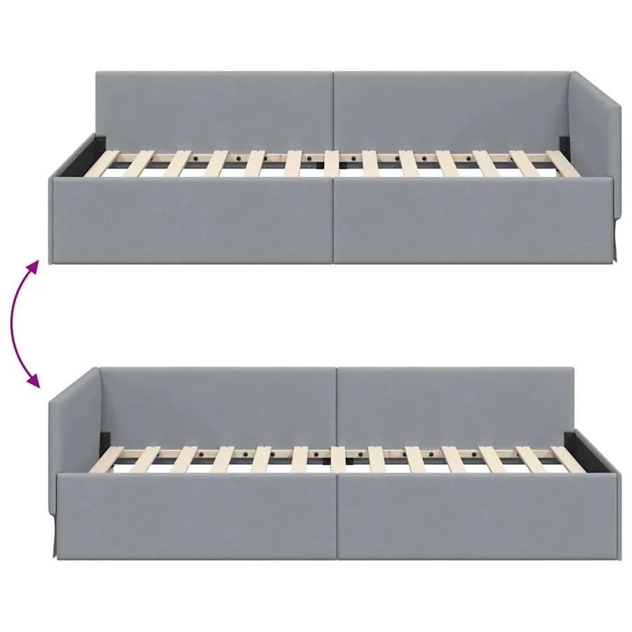 Cadre de lit d'angle Gris clair 100 cm x 200 cm tissu - 9