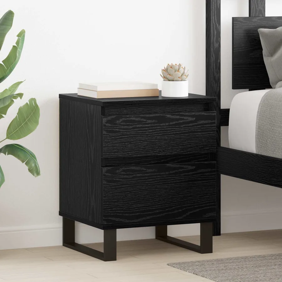Cabinet de chevet avec tiroir 2 pcs Chêne noir 40 x 35 x 50 cm