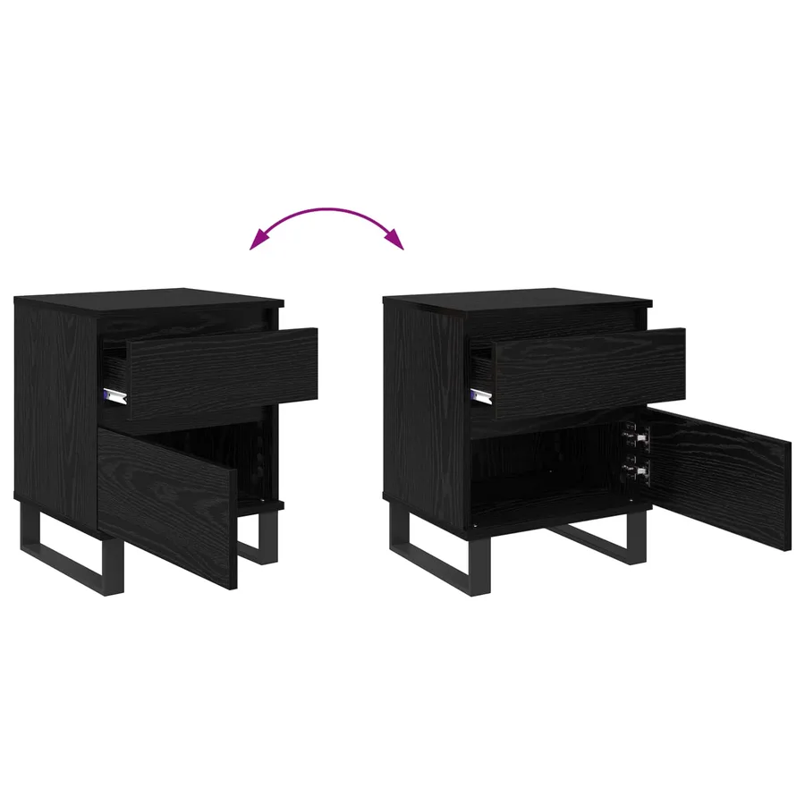 Cabinet de chevet avec tiroir 2 pcs Chêne noir 40 x 35 x 50 cm - 13