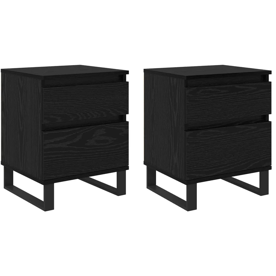 Cabinet de chevet avec tiroir 2 pcs Chêne noir 40 x 35 x 50 cm - 2