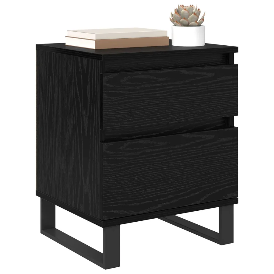 Cabinet de chevet avec tiroir 2 pcs Chêne noir 40 x 35 x 50 cm - 3