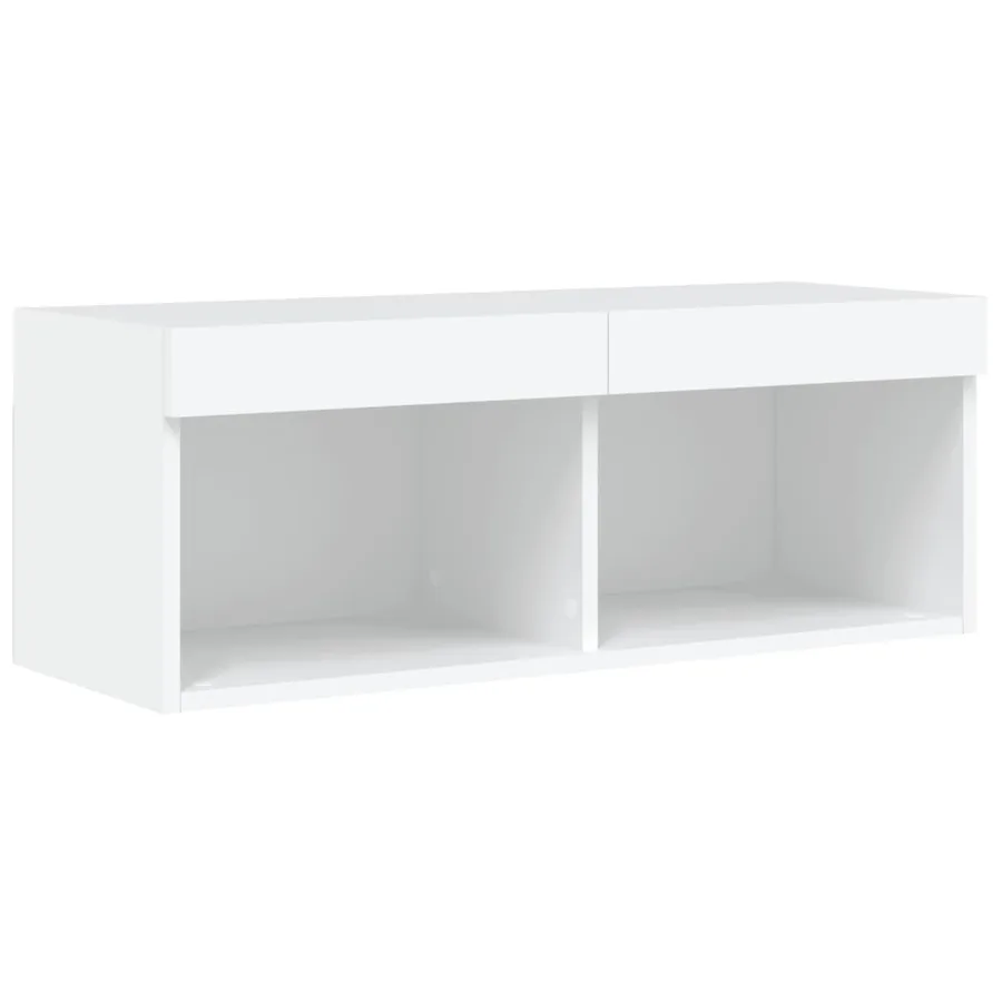 Unités murales TV avec LED 4 pcs blanc bois d'ingénierie - 10