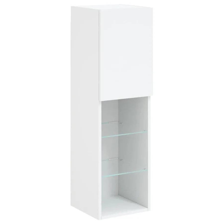 Unités murales TV avec LED 4 pcs blanc bois d'ingénierie - 8