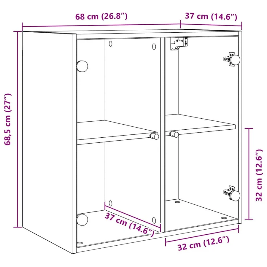Meuble mural Chêne noir 68 x 37 x 68,5 cm Bois d'ingénierie - 12