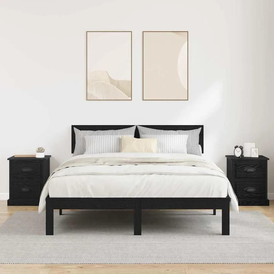 Cabinet de chevet 2 pcs Chêne noir 39 x 39 x 47.5 cm - 4