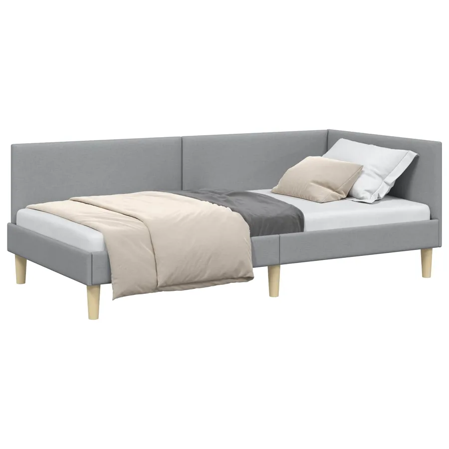 Cadre de lit d'angle avec tête de lit Gris clair 90 cm x 200 cm - 2