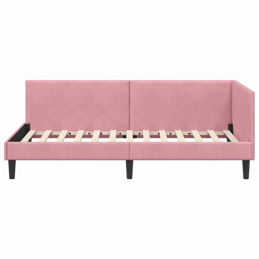 Cadre de lit d'angle Rose 90 cm x 190 cm Velours - 5