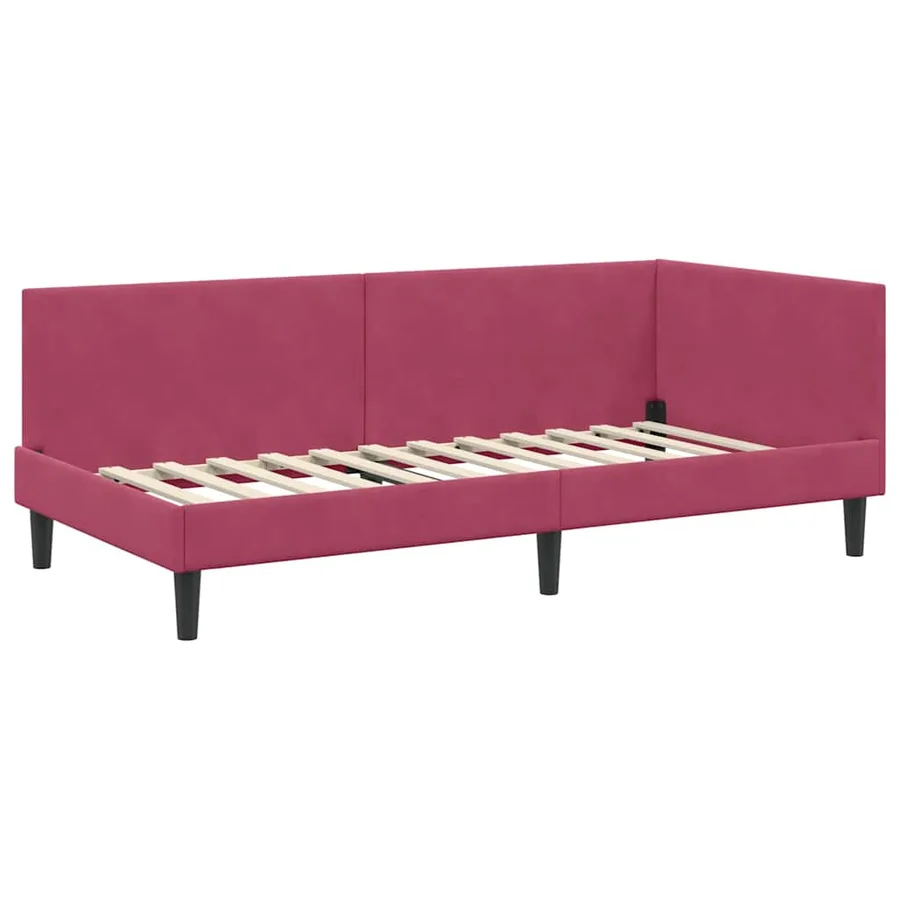 Cadre de lit d'angle Bordeaux 80 cm x 200 cm Velours - 4