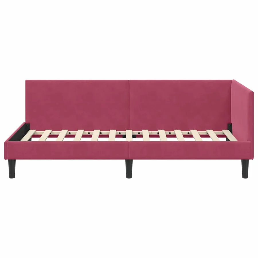 Cadre de lit d'angle Bordeaux 80 cm x 200 cm Velours - 5