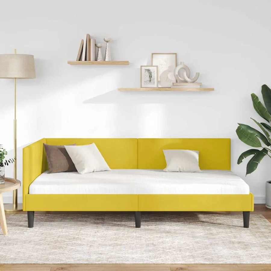 Cadre de lit d'angle Jaune 80 cm x 200 cm Velours - 3