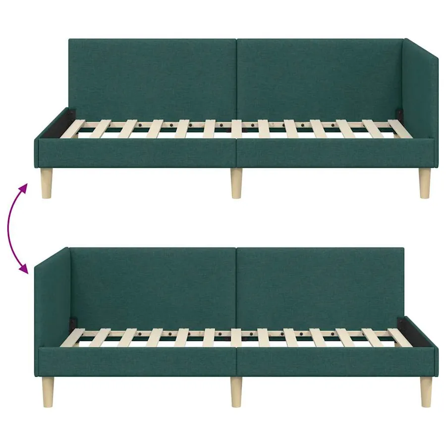 Cadre de lit d'angle avec tête de lit Vert foncé 80 cm x 200 cm - 9