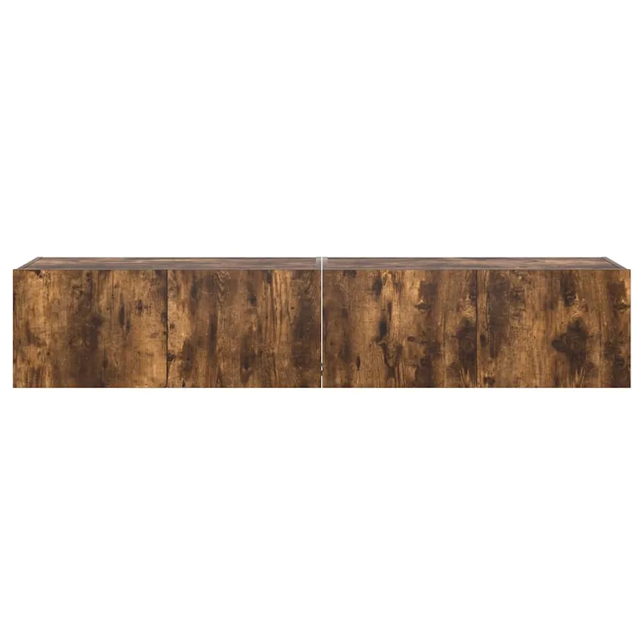Meubles TV muraux et lumières LED 2pcs chêne fumé 80x35x31 cm - 9