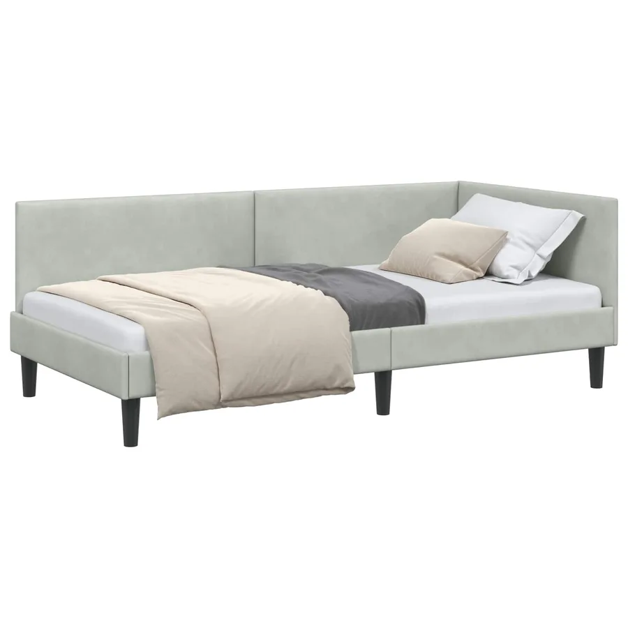 Cadre de lit d'angle Gris clair 80 cm x 200 cm Velours - 2