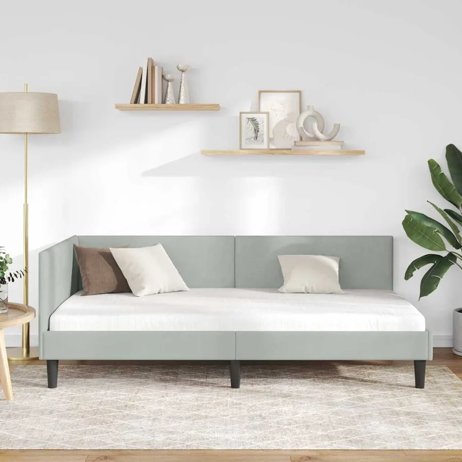 Cadre de lit d'angle Gris clair 80 cm x 200 cm Velours - 3