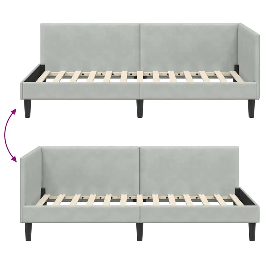 Cadre de lit d'angle Gris clair 80 cm x 200 cm Velours - 9