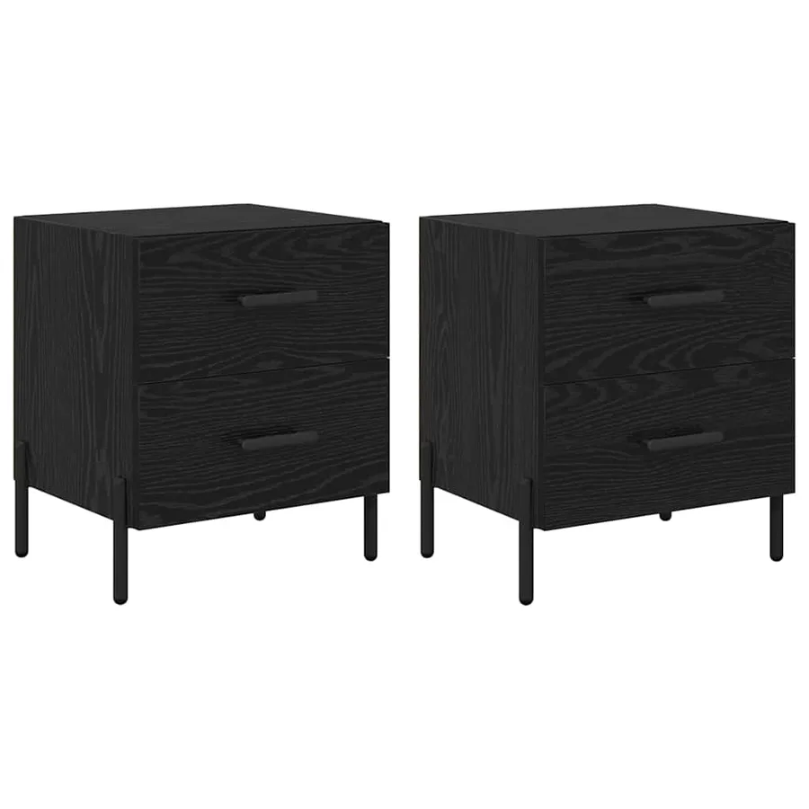 Cabinet de chevet 2 pcs Chêne noir 40 x 35 x 47,5 cm - 2