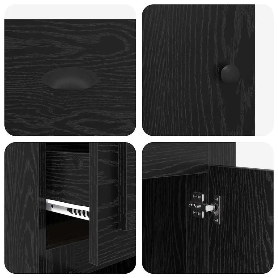 Meuble d'appoint Chêne noir 40 x 50 x 75 cm Bois d'ingénierie - 9