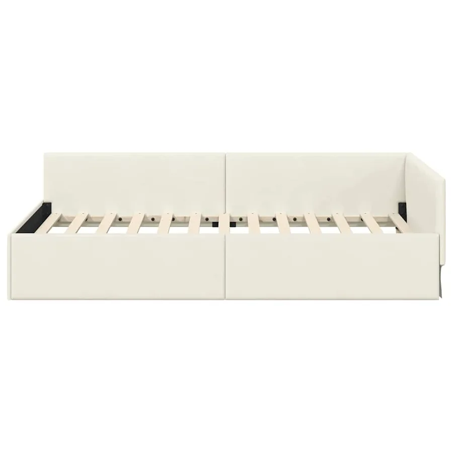 Cadre de lit d'angle Crème 100 cm x 200 cm Velours - 5