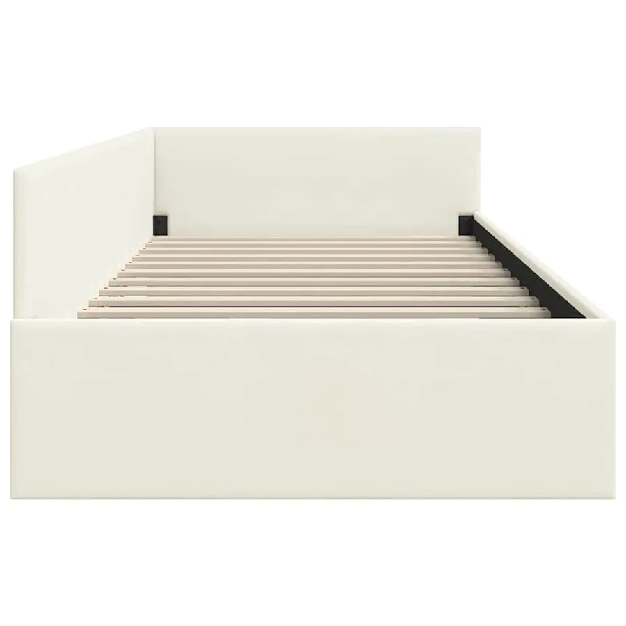 Cadre de lit d'angle Crème 100 cm x 200 cm Velours - 6