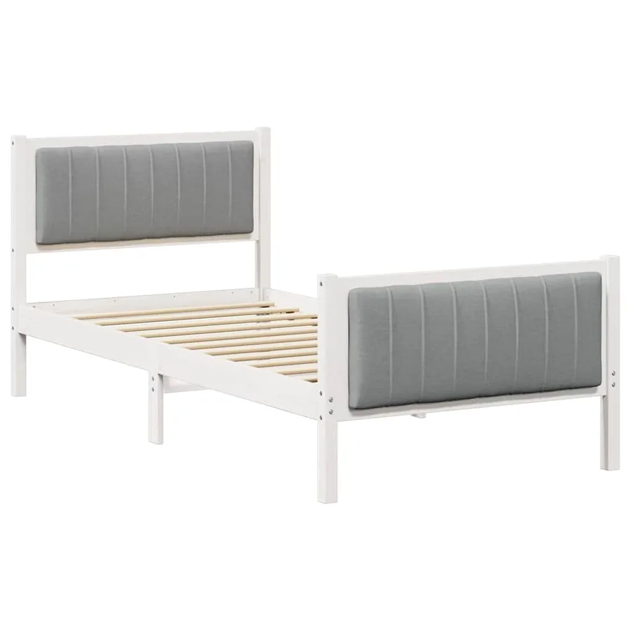 Cadre de lit Blanc et gris clair 90 x 200 cm Bois massif en pin - 2