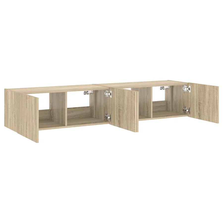 Meubles TV muraux lumières LED 2 pcs chêne sonoma 80x35x31 cm - 8