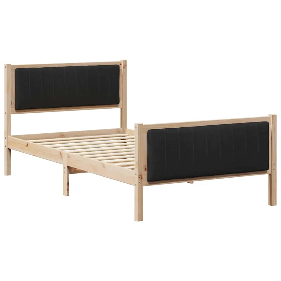 Cadre de lit Marron et noir 100 x 200 cm Bois massif en pin - 2
