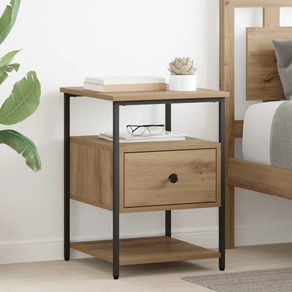 Cabinet de chevet 2 pc Chêne artisanal 40 x 42 x 56 cm