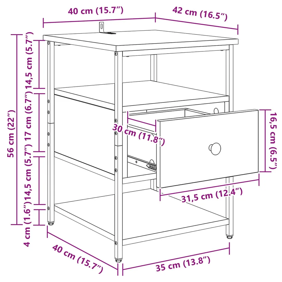 Cabinet de chevet 2 pc Chêne artisanal 40 x 42 x 56 cm - 17