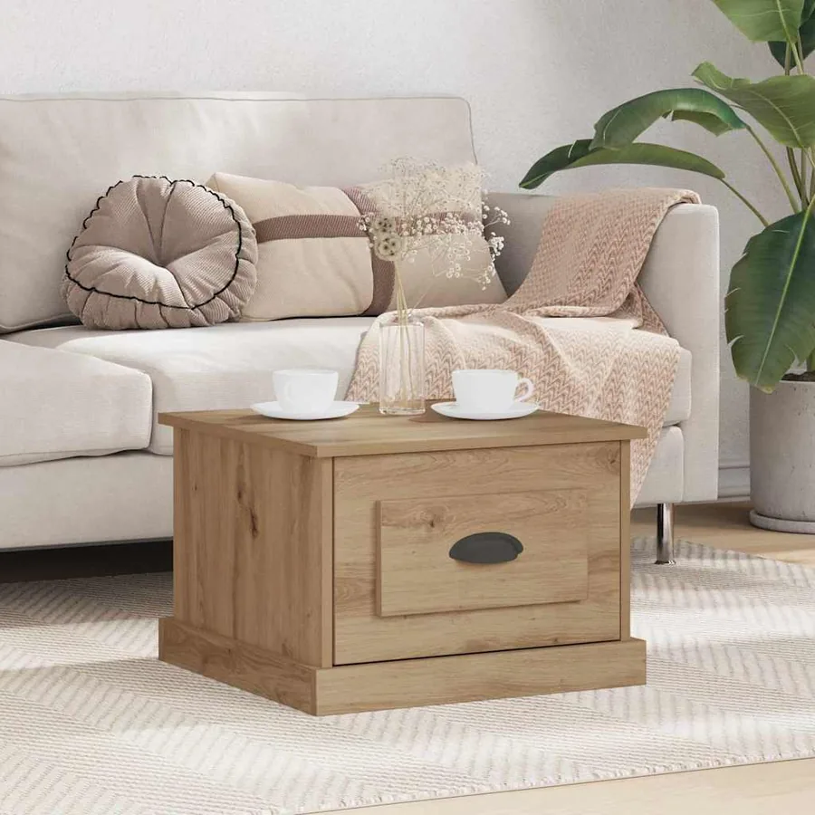 Table basse Chêne artisanal 50 x 50 x 35 cm Bois d'ingénierie