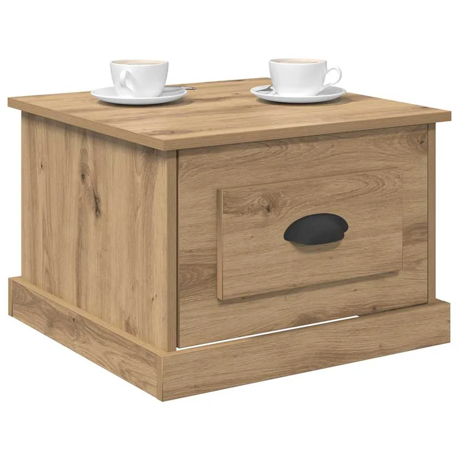 Table basse Chêne artisanal 50 x 50 x 35 cm Bois d'ingénierie - 3