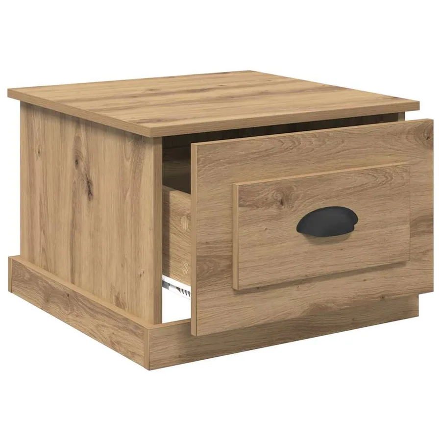 Table basse Chêne artisanal 50 x 50 x 35 cm Bois d'ingénierie - 5