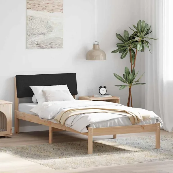 Cadre de lit Marron et noir 100 x 200 cm Bois massif en pin