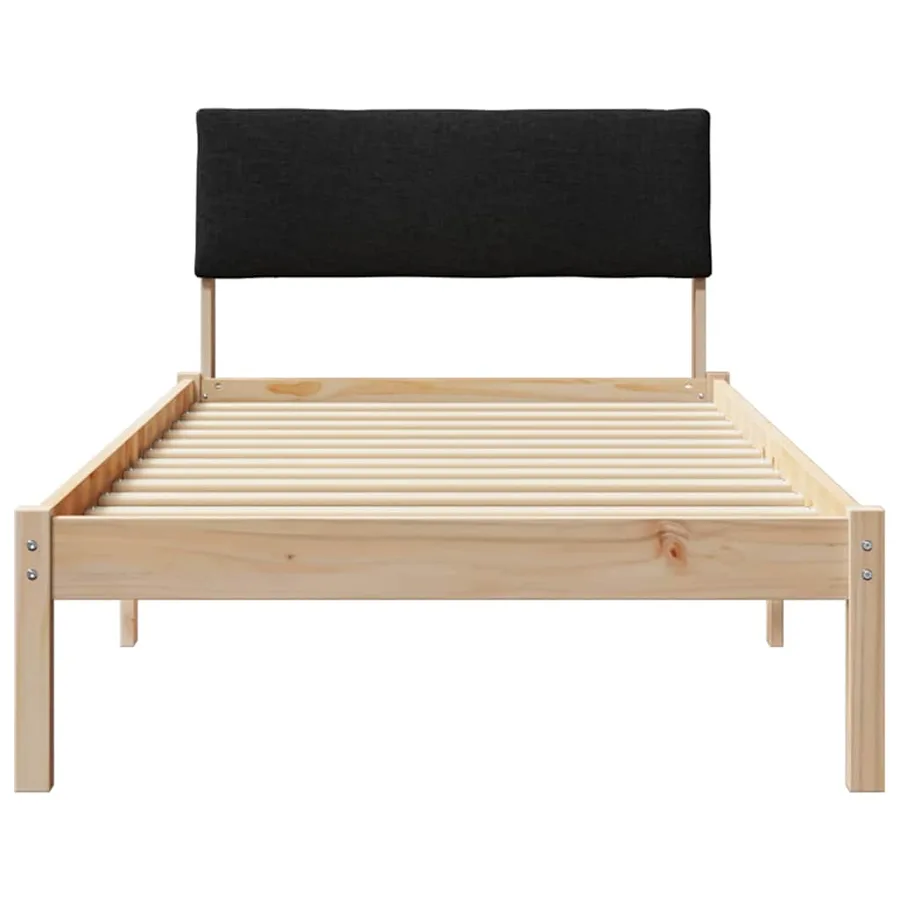 Cadre de lit Marron et noir 100 x 200 cm Bois massif en pin - 5