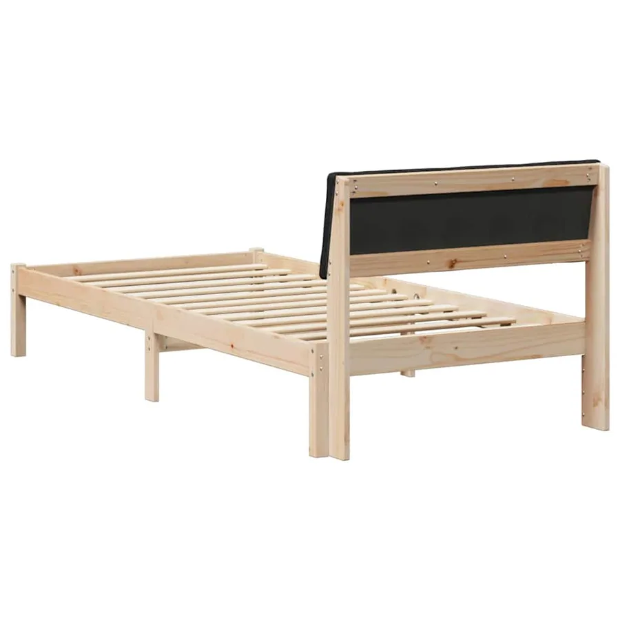 Cadre de lit Marron et noir 100 x 200 cm Bois massif en pin - 7