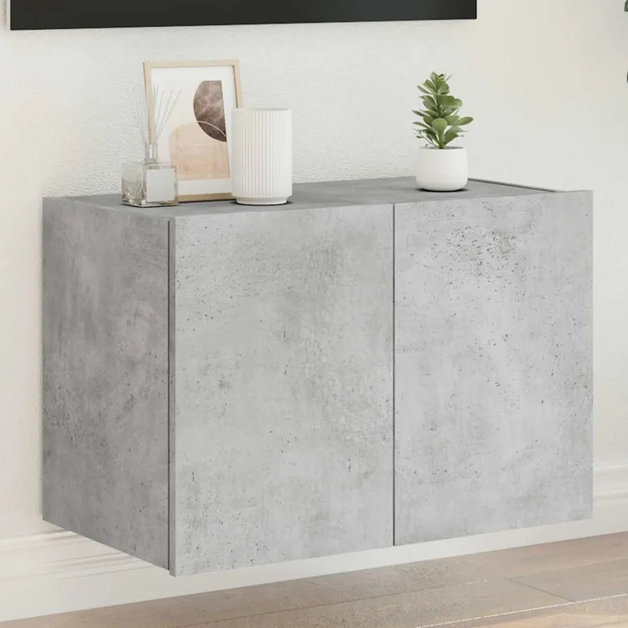 Meuble TV mural avec lumières LED gris béton 60x35x41 cm