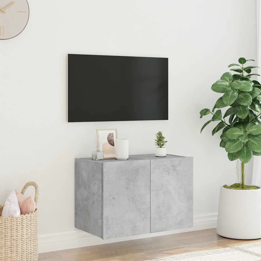 Meuble TV mural avec lumières LED gris béton 60x35x41 cm - 4