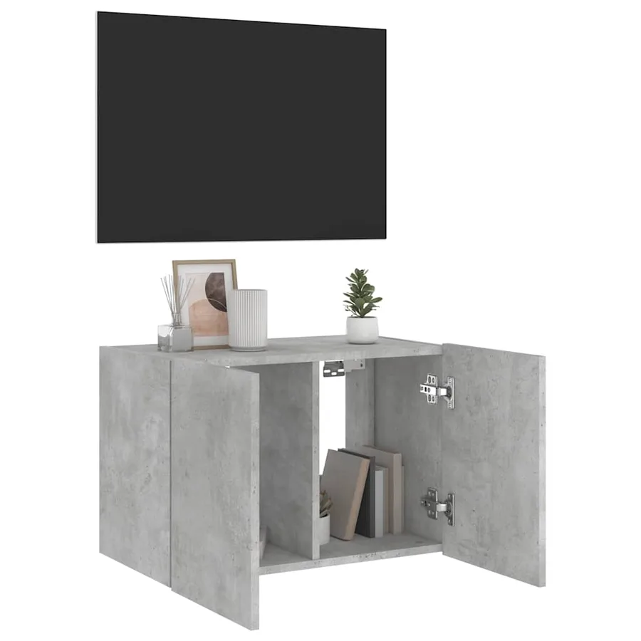 Meuble TV mural avec lumières LED gris béton 60x35x41 cm - 6