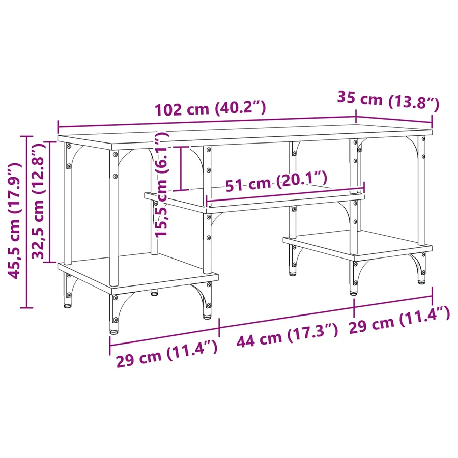 Meuble TV 102 x 35 x 45,5 cm Chêne artisanal - 13