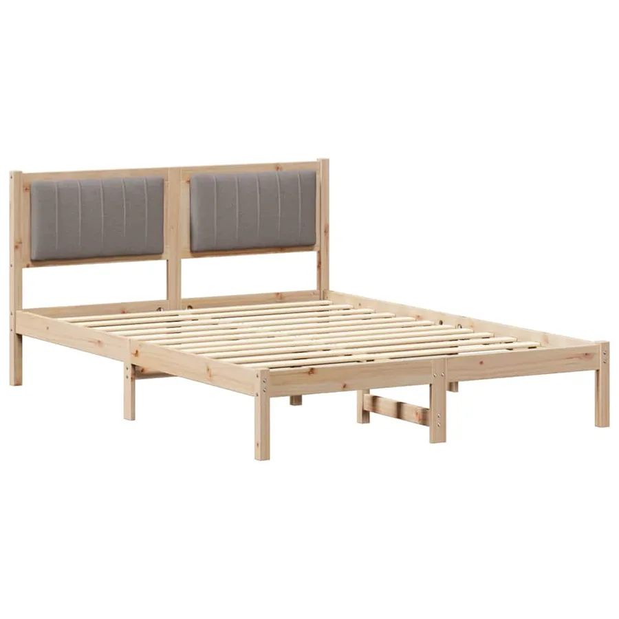 Cadre de lit avec tête de lit rembourrée Taupe 140 x 190 cm - 2