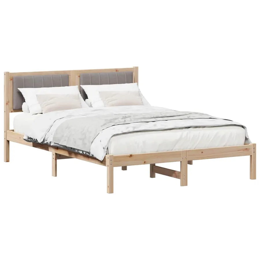 Cadre de lit avec tête de lit rembourrée Taupe 140 x 190 cm - 3