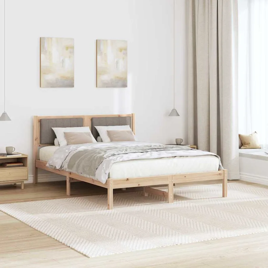 Cadre de lit avec tête de lit rembourrée Taupe 140 x 190 cm - 4