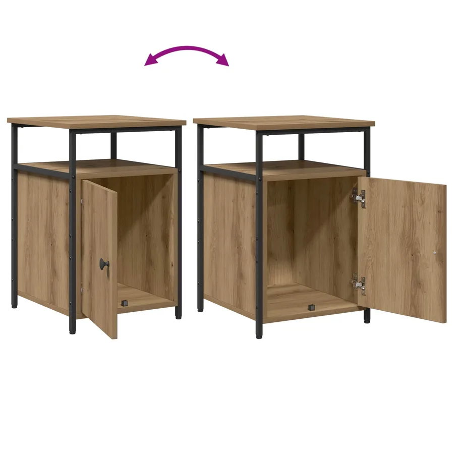 Cabinet de chevet 2 pc chêne artisanal Bois d'ingénierie - 11